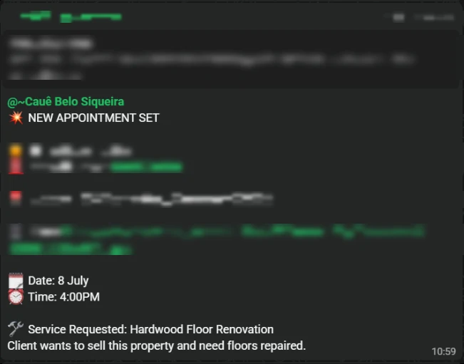 Booked appointment: hardwood floor renovation estimate