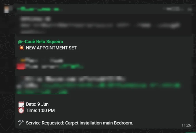 Booked appointment: carpet installation estimate
